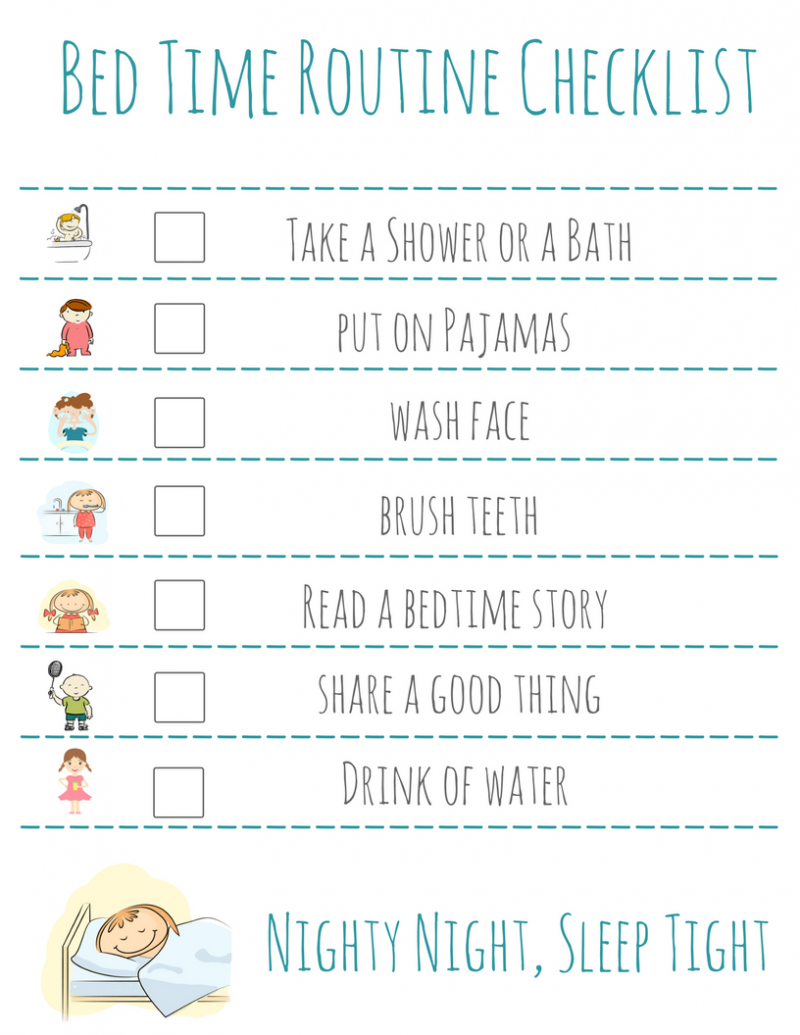 Bed Time Routine Checklist Free Printable