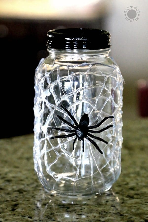 Spider Web Mason Jars: DIY Spider Jar for Halloween! - MomDot