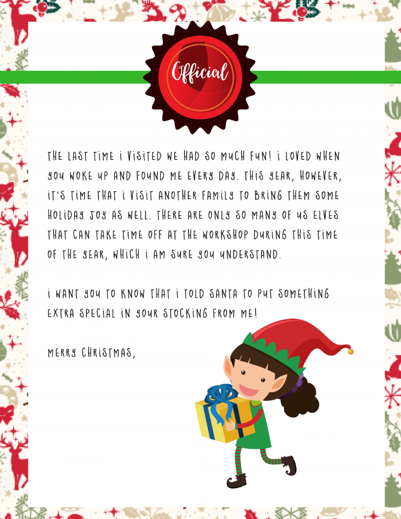 Free Elf On The Shelf Printable Goodbye Letter