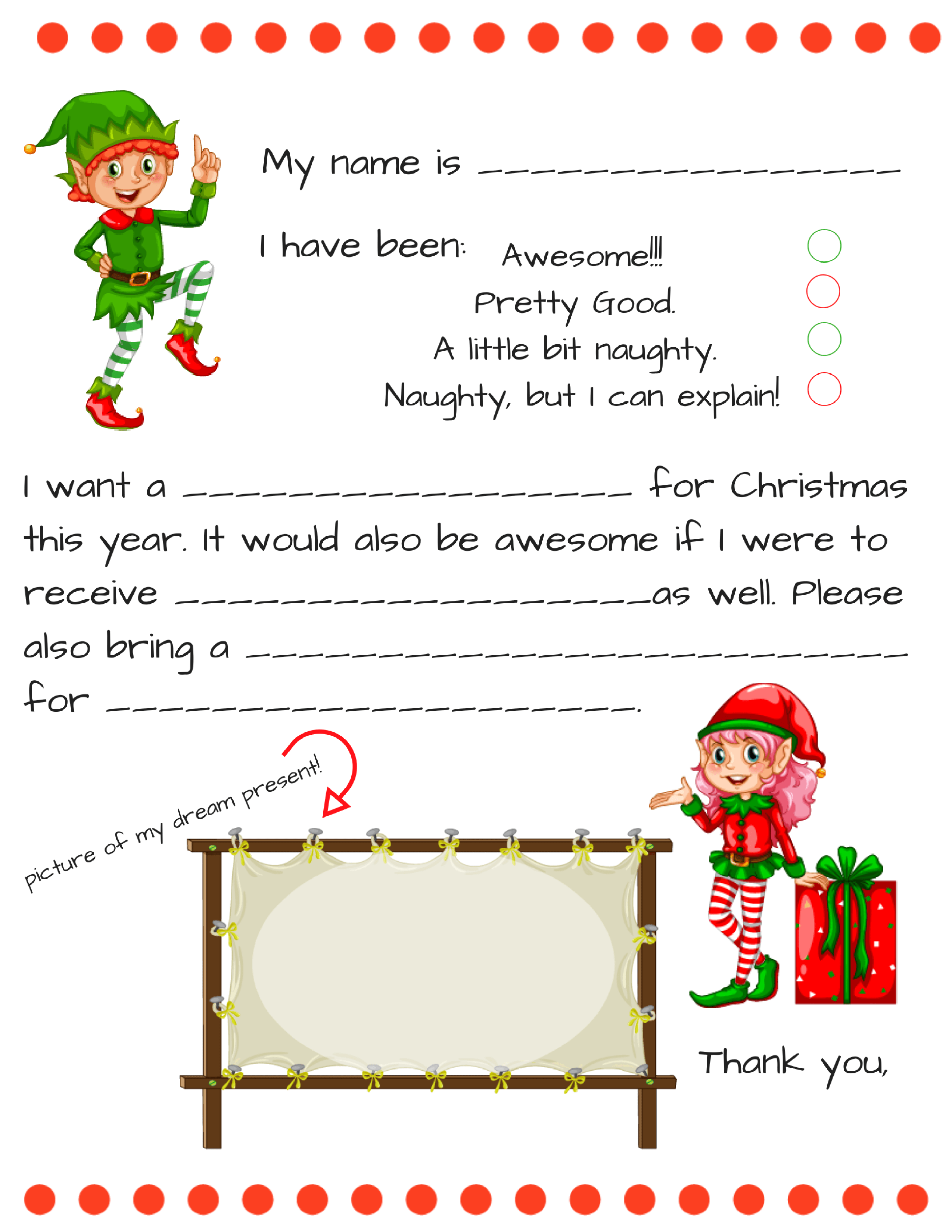 Free Printable Fill In Blank Letter To Santa Template Printable Templates